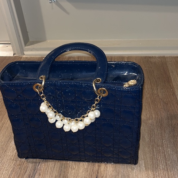 Navy pearled bag - Picture 3 of 7